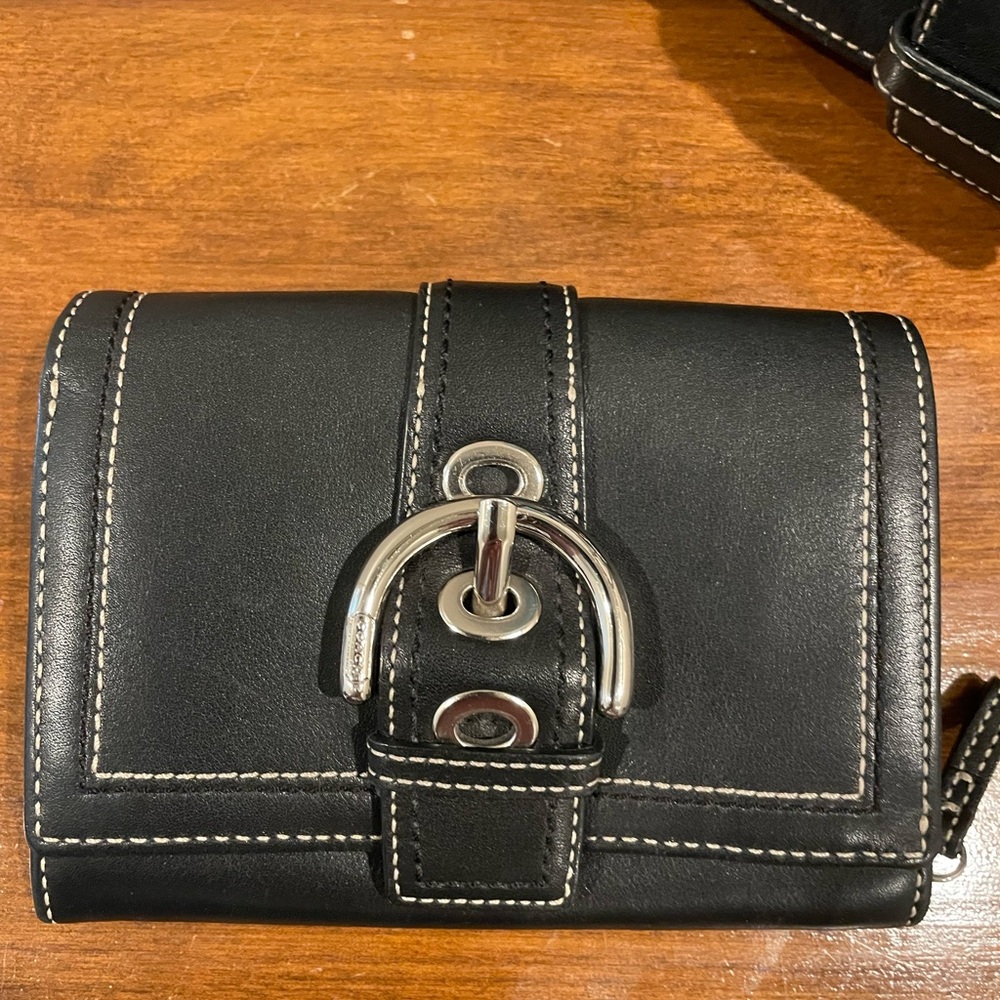 COACH Vintage Soho Buckle 9739 Black Leather Shoulder Bags With Matching Wallet - Picture 12 of 17